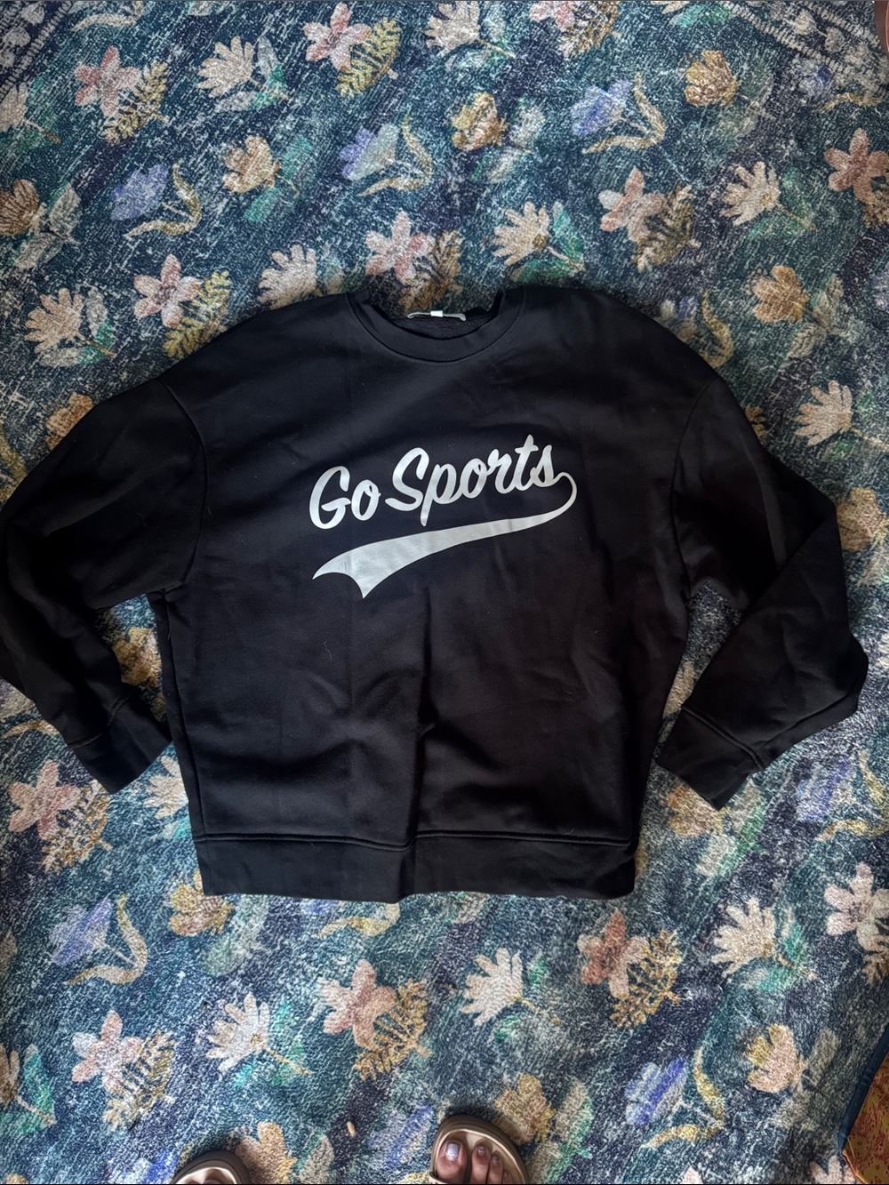 Favorite Daughter Black Crewneck Sweatshirt with White 'Go Sports' Graphic - Picture 7 of 9